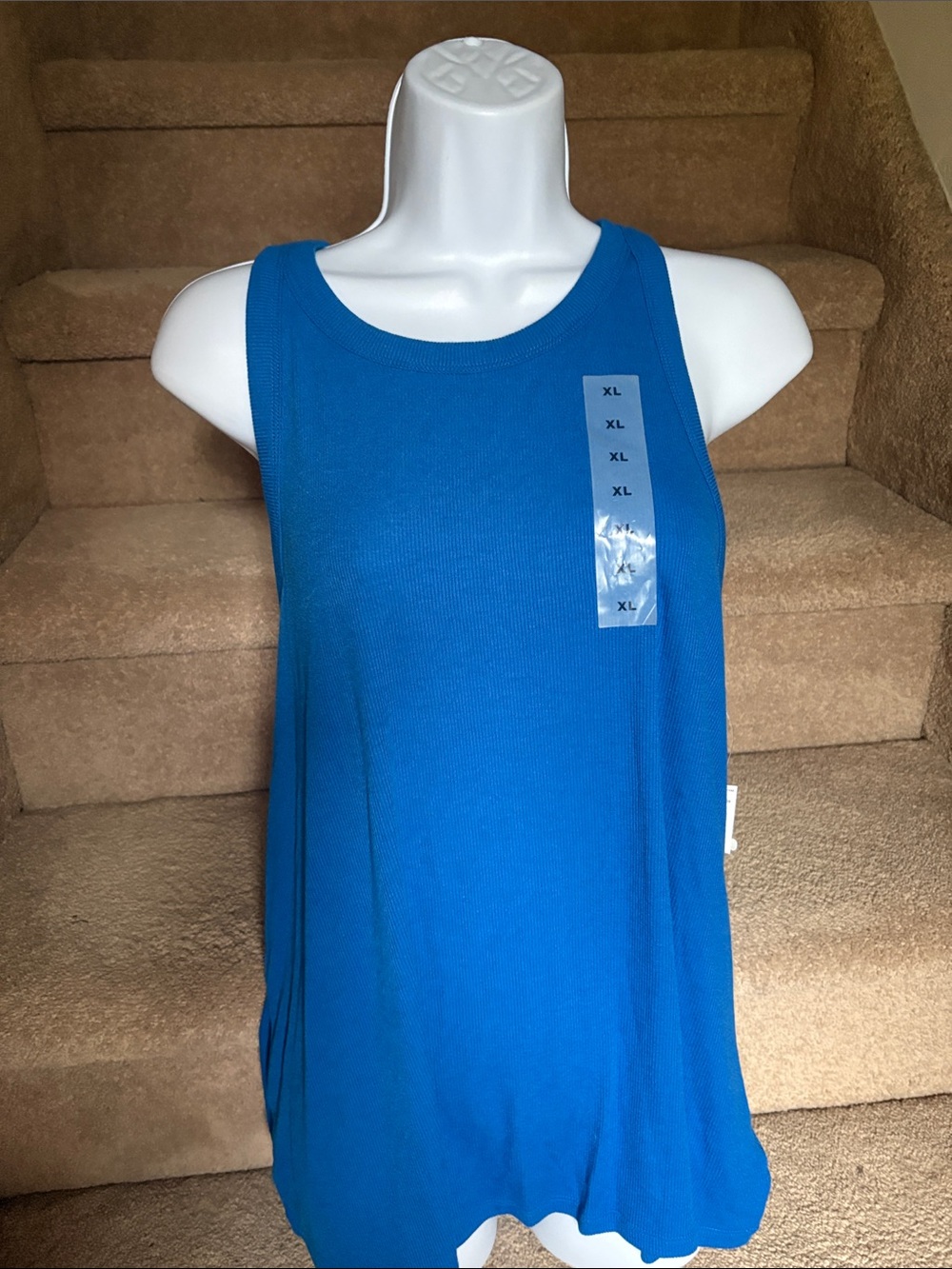 NWT Old Navy Blue Women's Sleeveless Ribbed Tank Top in XL